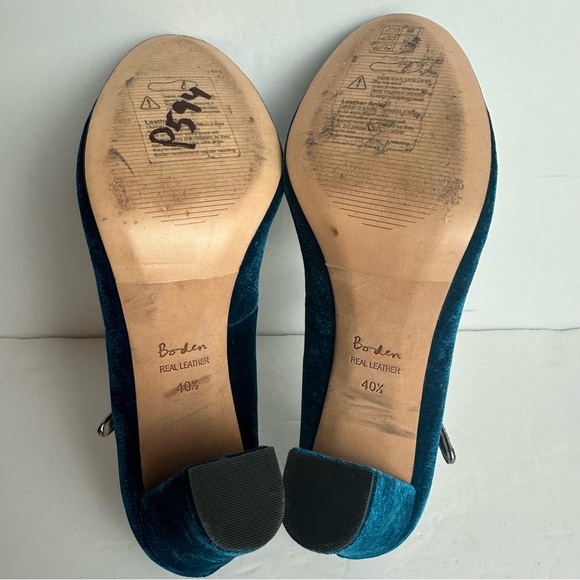 ❌SOLD❌Boden Blue Velvet Chunky Heel Mary Jane Women's size EU 40.5 or 9 Shoes - Picture 5 of 7